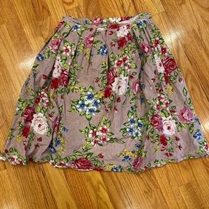 Tvisha tan floral dotted Swiss skater skirt